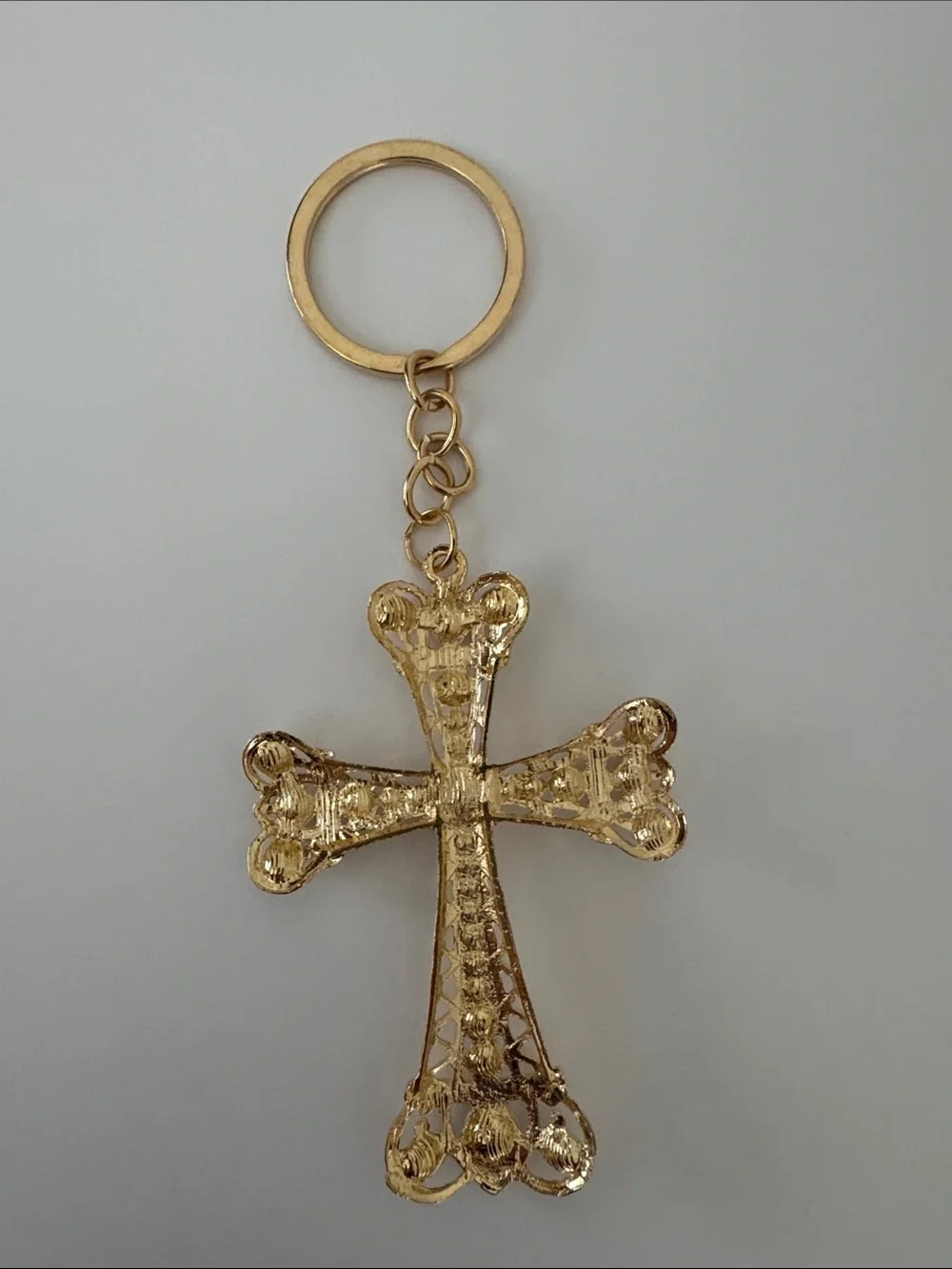 Cross Crystal Gold Tone Bag Charm/Keychain NWOT